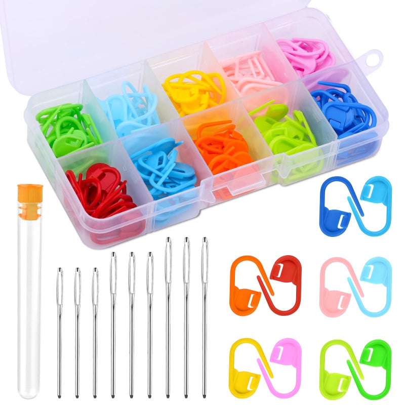 Mayboos 120pcs Stitch Markers for Knitting and Crochet, Plastic Crochet Stitch Markers Locking Clips with 12 Colors Lightweight, Snag-Free Design for Yarn Crafts, Sweater Making DIY Projects - Image 1